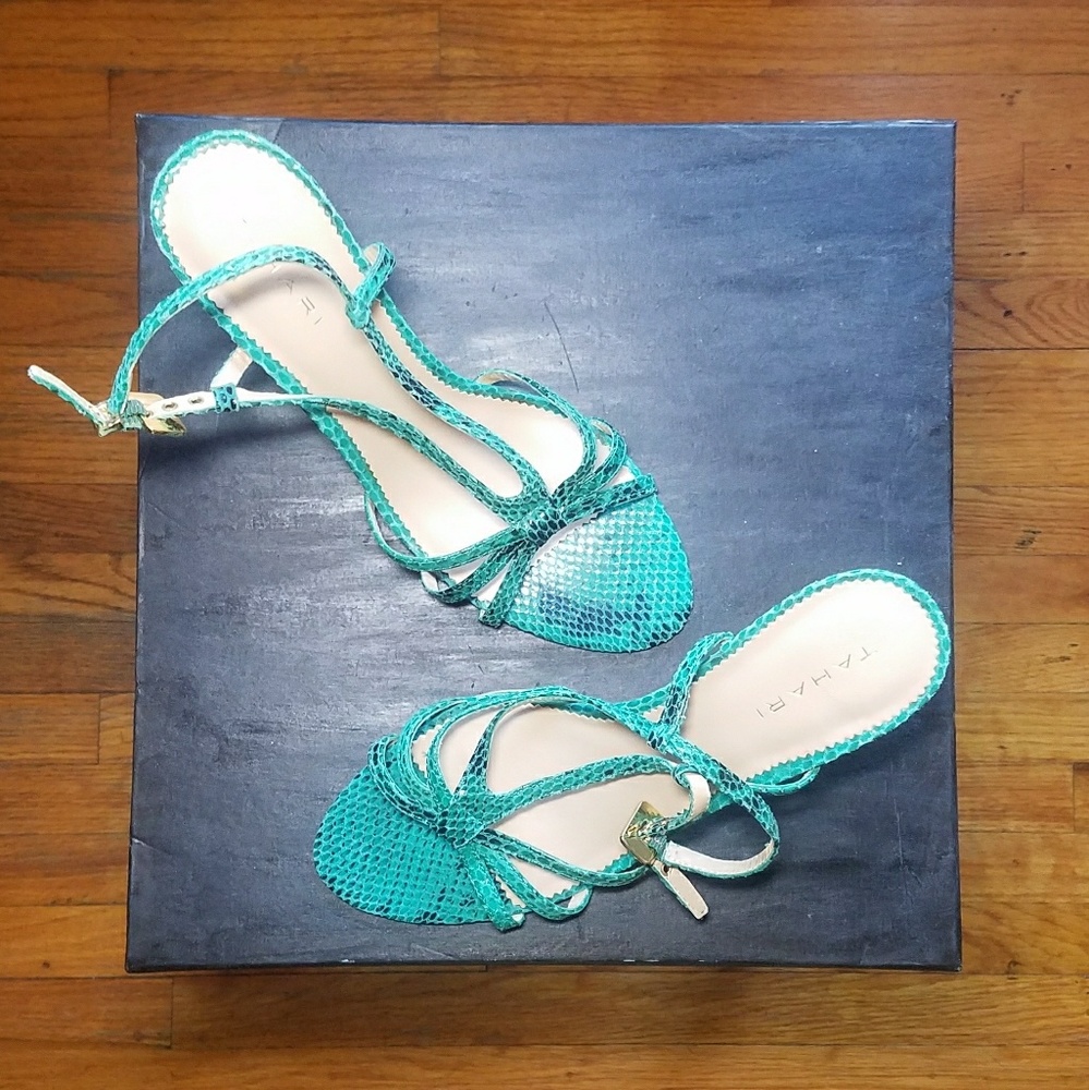 TAHARI - Turquoise Snake  Sandals